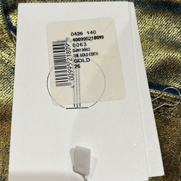 TRE by Natalie Ratabesi Gold Edith Metallic Coated Slim Jeans Sz 26 NWT - Picture 6 of 7